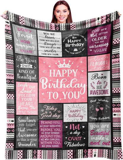 Ivivis Throw Blanket - Happy Birthday Gifts for Women & Girls | 60" x 50" Unique Decor