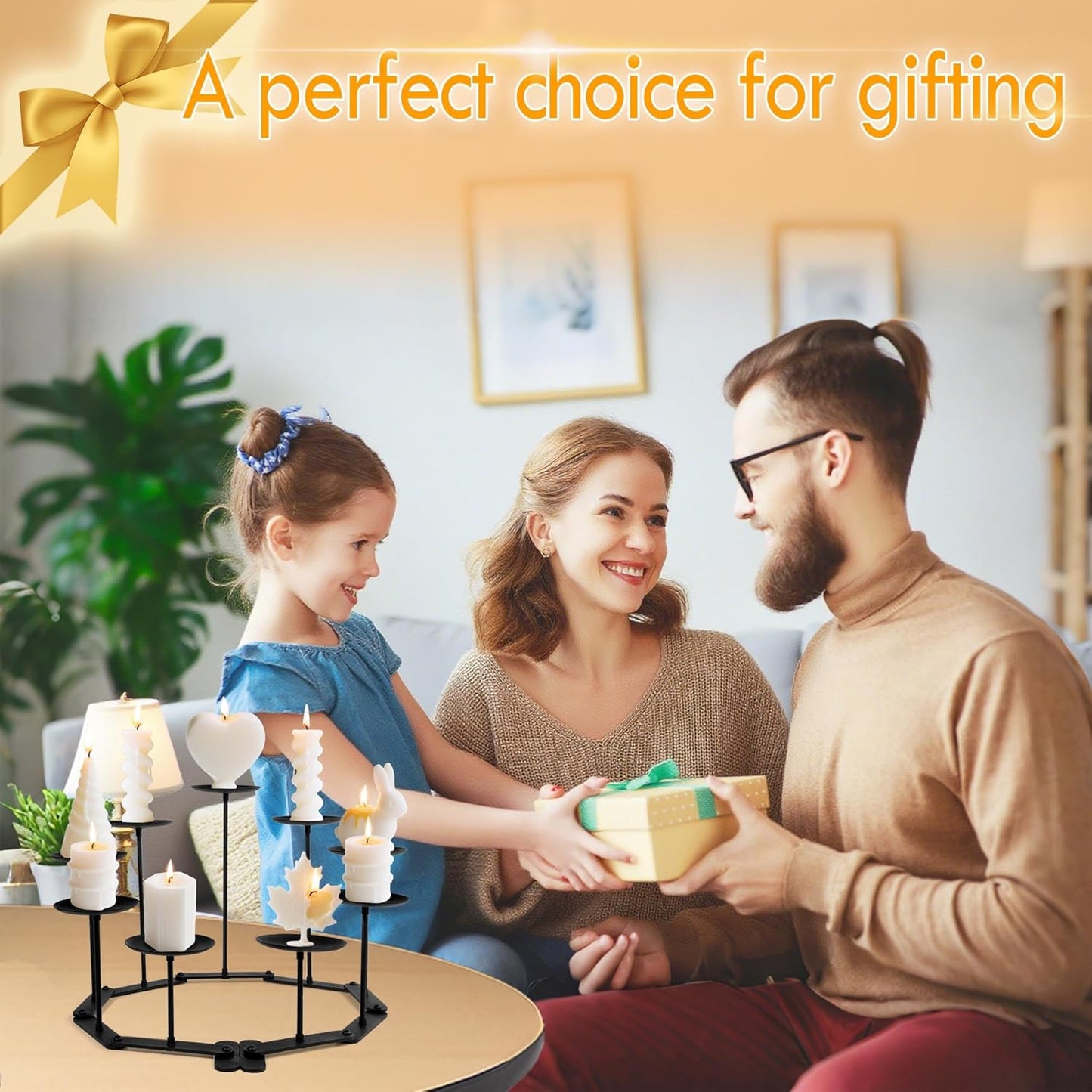 Skiennix Adjustable Candelabra Candle Holder - Elegant 5-Candle Iron Design for Pillar Candles | Black Finish