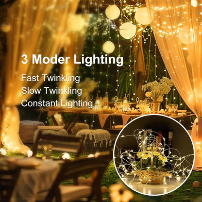 Skiennix 12-Pack Fairy Lights - Battery Operated 20 LED Mini String Lights | Waterproof Silver Wire for Weddings & Parties