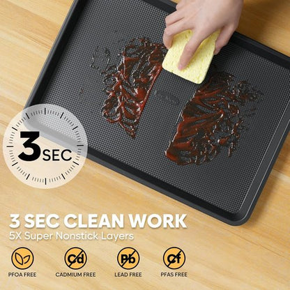 Half Sheet Pan - 17.3” x 13.1” Non-Stick Baking Sheets | Heavy-Duty Cookie Trays