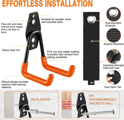 HUPBIPY Heavy Duty Garage Hooks - 26 Pack Wall Mount Storage Organizer for Tools, Ladders & Bikes