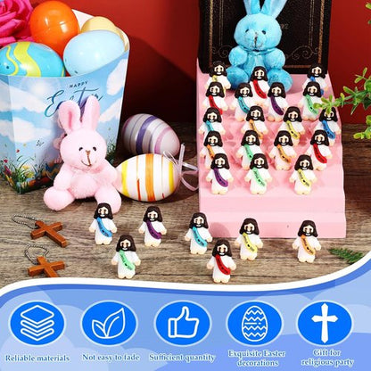 Bememo Jesus Figures - 100 Pcs Pocket Rubber Toys for Hide and Seek | Rainbow Color Easter Gifts