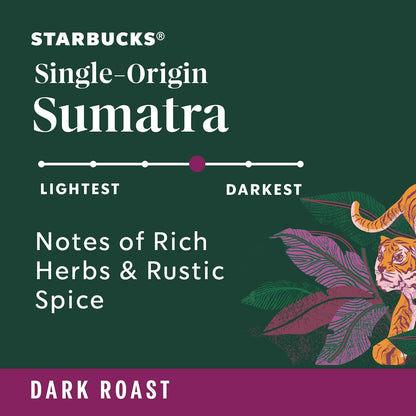 Starbucks Ground Coffee - Dark Roast Single-Origin Sumatra | Six 18 oz Bags for Hot or Iced Brew