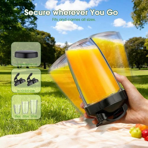 **Skiennix Smoothie Blender - 25000 RPM Portable Kitchen Blender with 37oz, 32oz, 23oz Cups & Lids**