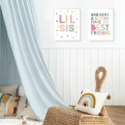 LARTSFRO Wall Art Decor - Brother and Sister Make The Best Friends | Inspirational Nursery Posters, 10x8 Inch Set of 4 Unframed