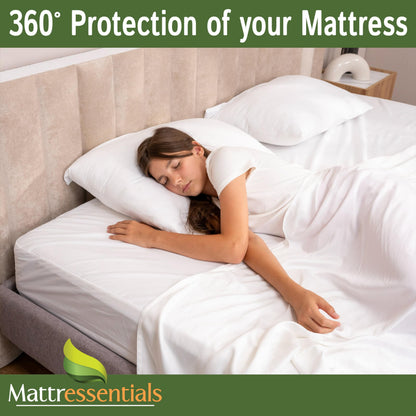 Zippered Queen Mattress Protector (14"-16" Depth) - Bed Bug Waterproof Mattress Cover, Premium Quality Hypoallergenic Encasement White