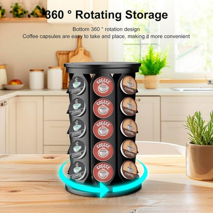 CEHNCEH K Cup Holder - 360-Degree Coffee Pod Carousel Organizer for 40 Keurig K-Cup Pods | Black