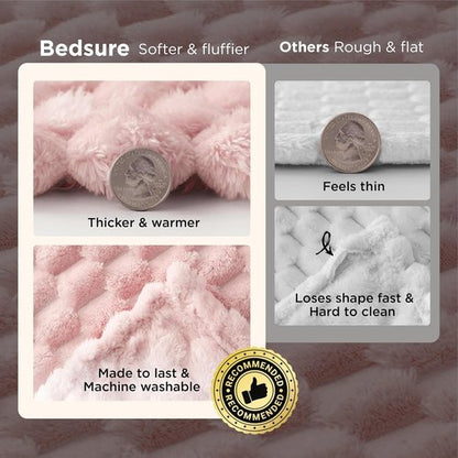 Bedsure Pink Throw Blanket - 350GSM Fluffy Plush Fleece for Cozy Home Decor | 50x60 Inches