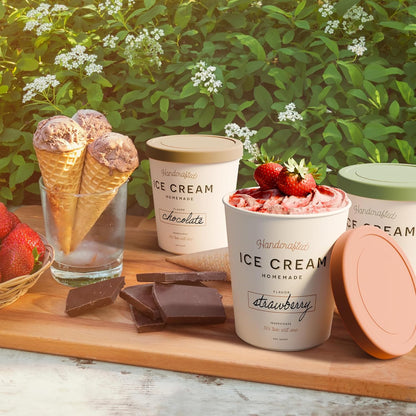 ZICOTO Reusable Ice Cream Containers Set - 3 Stackable 1-Quart Storage for Sorbet, Yogurt & Gelato