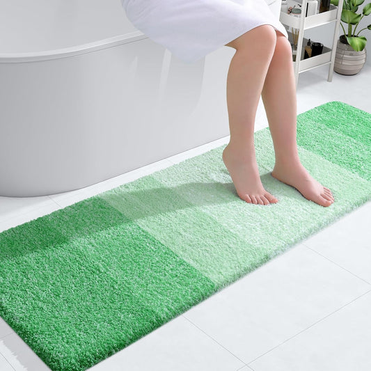 OLANLY Bathroom Runner Rug - Extra Soft Microfiber Mat 59x17 | Quick-Dry, Washable, Rubber Backing, Green
