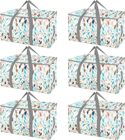 BALEINE 6-Pack Oversized Moving Bags - Heavy-Duty Storage Totes with Reinforced Handles (Mosaic)