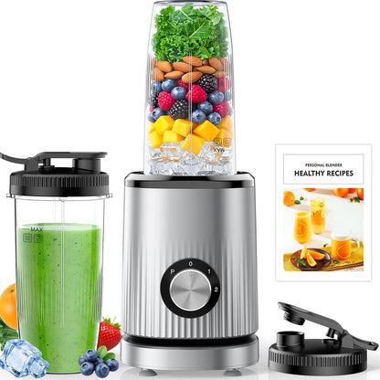 Skiennix Portable Personal Blender - Smoothie Maker with 2 x 24oz Cups & Extra Lid for Juices & Baby Food