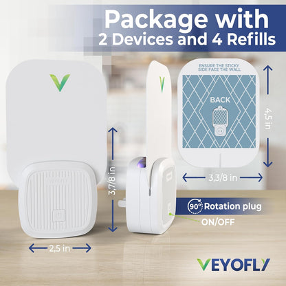 VEYOFLY Fly Trap Indoor, Fruit Fly Traps for Indoors Flying Insect (2 Device + 4 Refills) Gnat Traps for House Indoor, Bug Zapper Indoor, Gnat Killer Catcher & Fruit Fly Killer Light Plug in