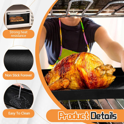 Teenyyou Non-Stick Oven Basket Set - 14.5'' x 13.5'' PTFE Cooking Trays for Chips, Chicken Wings & More