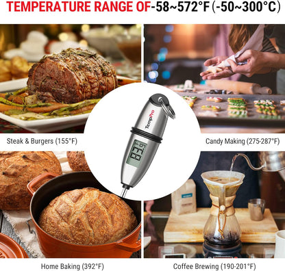 TempPro Digital Food Thermometer - Super Long Probe for Cooking, Baking, and BBQ | Ideal for Meat & Sourdough