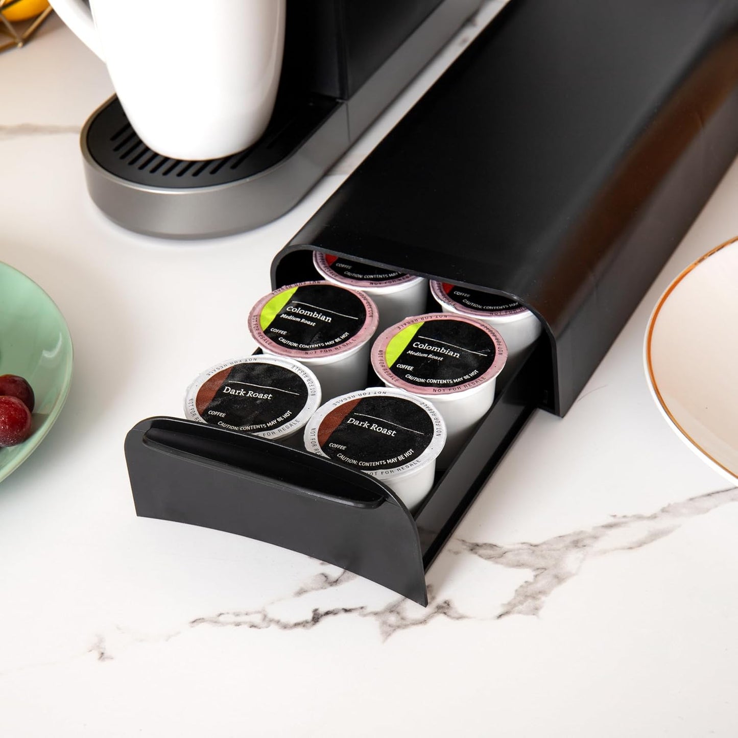 Mind Reader Coffee Pod Organizer - Single Serve Holder for 12-14 Pods | Sleek Black Design
