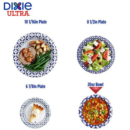 Dixie Ultra® Disposable Paper Bowls, 20 ounce, Dinner Size Printed Disposable Bowls, 56 Count (1 Pack of 56 Bowls),