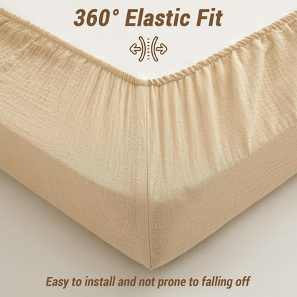 Bailix Heavyweight Muslin Baby Crib Sheets - 2PCS Neutral Fitted 100% Organic Cotton | Soft & Breathable (Cream, Coffee)
