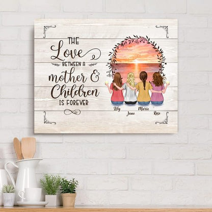 Gossby Personalized Mom Wrapped Canvas - Custom Love Art for Mother & Children - Unique Gift from 3 Daughters