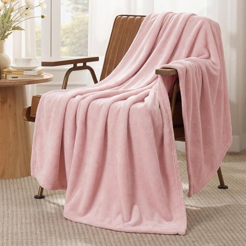 Bedsure GentleSoft Throw Blanket - Cozy Pink Fleece for Home Decor | 50x60 Inches, 300GSM