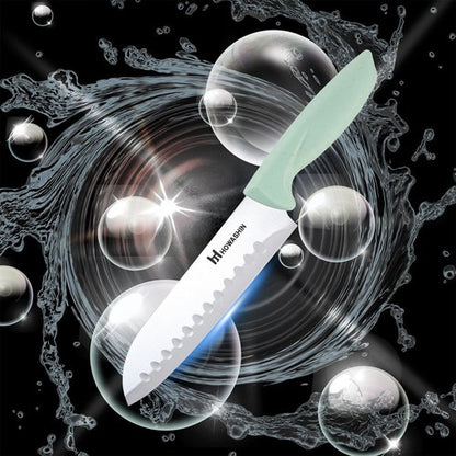 Knife Set With Block,Howashin14 Pieces Kitchen Knives Set With Block,High Carbon German Stainless Steel Knife Set With Sharpener Rod,Scissor and Peeler as A Gift,Green Knife Block Set