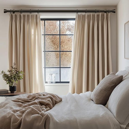Lootkell Modern Brown Curtain Rods - Adjustable 48 to 84 Inches, Heavy Duty 1" Diameter with Decorative Finials for Farmhouse Style