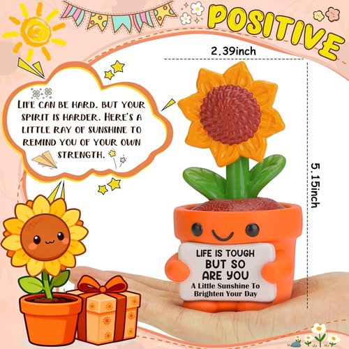 4THFARMES Inspirational Sunflower Figurine - Get Well Soon Gift for Friends & Coworkers | Stress Relief Desk Decor