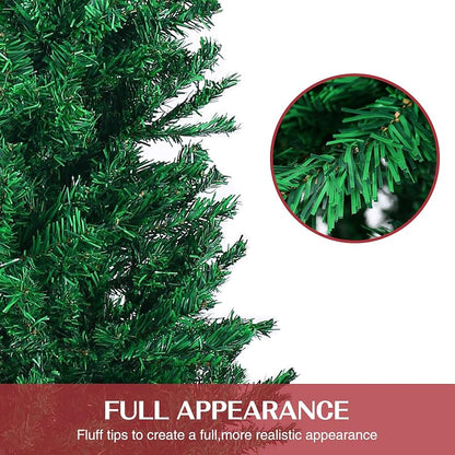 GlyinnHe 6ft Green Half Artificial Christmas Tree with Foldable Metal Stand – Easy Assembly, Space-Saving Half Tree