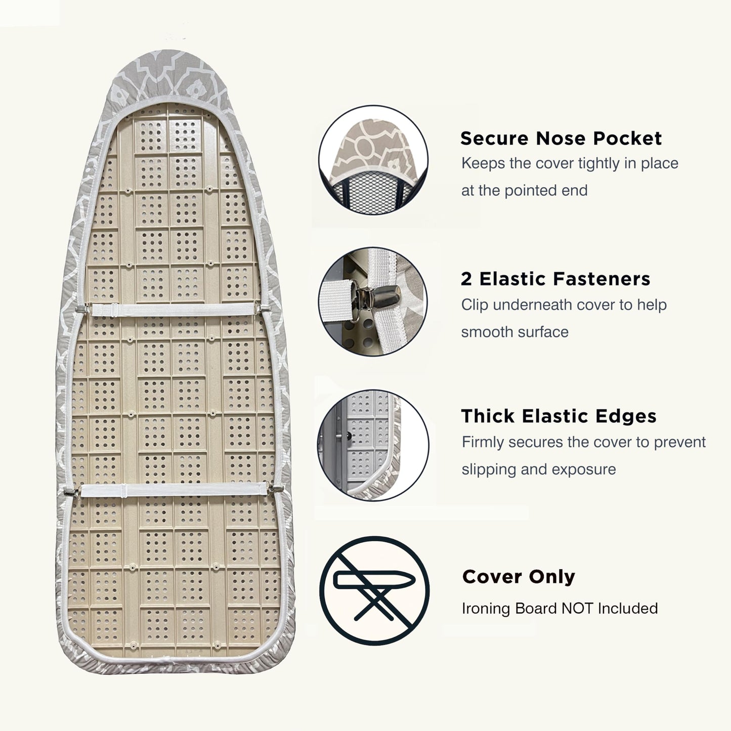 UniSimp Ironing Board Cover and Pad 18"x49" Extra Thick Natural Cotton, Scorch and Stain Resistant Padding, Extra Wide Iron Board Cover with Fasteners Heavy Duty Elastic Edge, Heatproof Zebra
