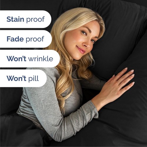 Cal King Size 4-Piece Sheet Set - Ultra-Soft, Cooling & Breathable Bedding - Hotel Luxury Quality - Deep Pockets, Wrinkle-Free - Oeko-Tex Certified - Black