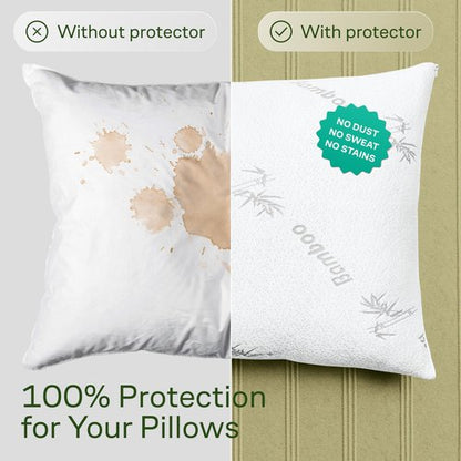 Niagara Sleep Solution Cloud-Like Pillow Protectors with Zipper Queen Size - Breathable Cooling Pillow Covers for Hot Sleepers - 100% Resistant to Stains, Dust & Dirt (White 2-Pack)