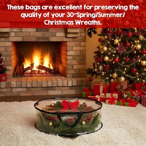 Clear Wreath Storage Bags by [Brand Name] - 5 Pcs Waterproof 24 x 8 Inch Christmas Wreath Protectors