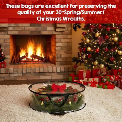 Clear Wreath Storage Bags by [Brand Name] - 5 Pcs Waterproof 24 x 8 Inch Christmas Wreath Protectors