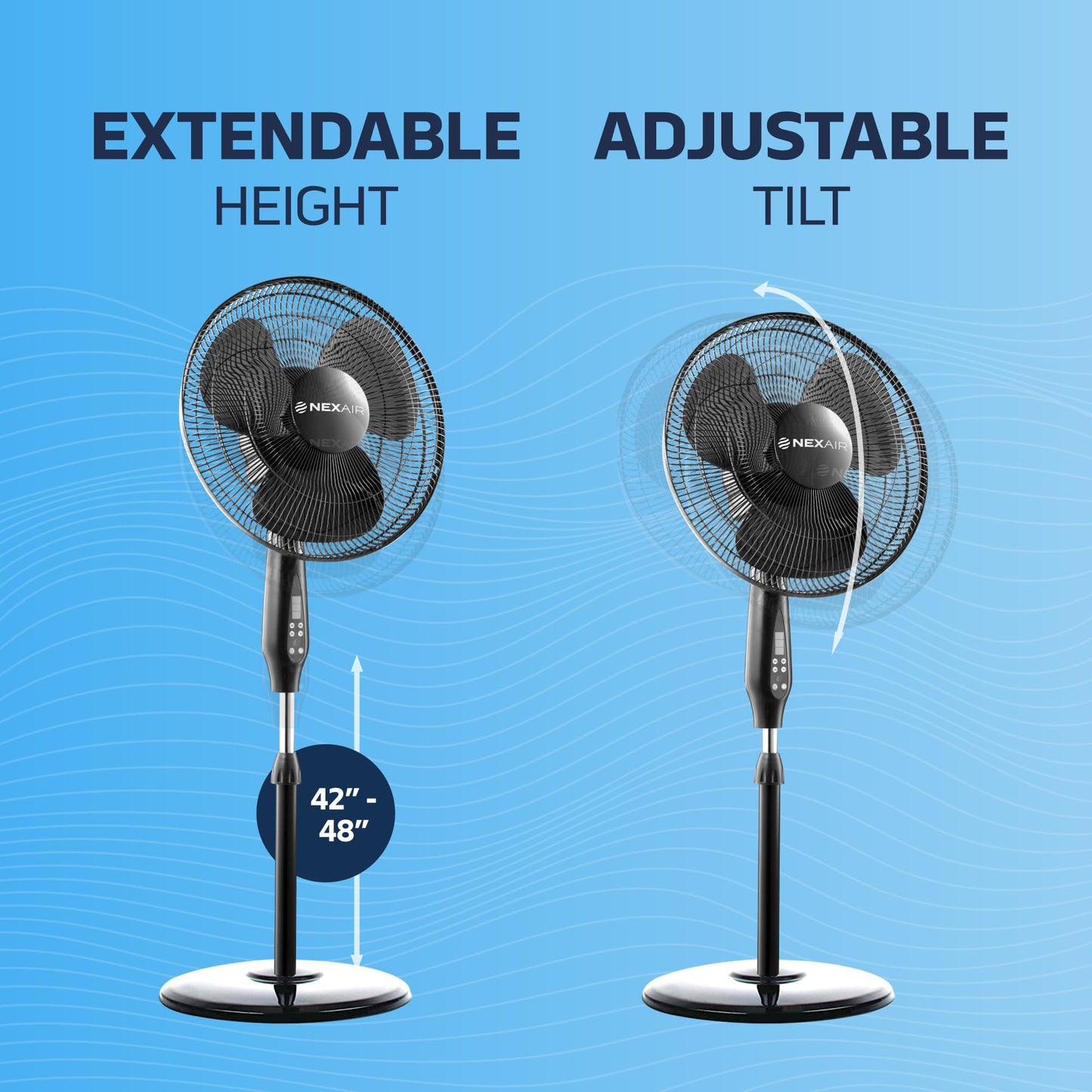 NEXAIR Oscillating 16 Inch Pedestal Stand Up Quiet Operating Room Fan With Remote Control, 3 Speed, with Adjustable Height, Standing Fan Great For Office & Living Room