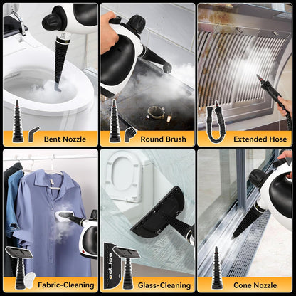 Pressurized Handheld Steam Cleaner for Home with 12 pcs Accessories, Multi-Surface Natural Steamer for Effective Cleaning, Fast Heating for Cleaning Home, Furniture, Car, Grout, Window