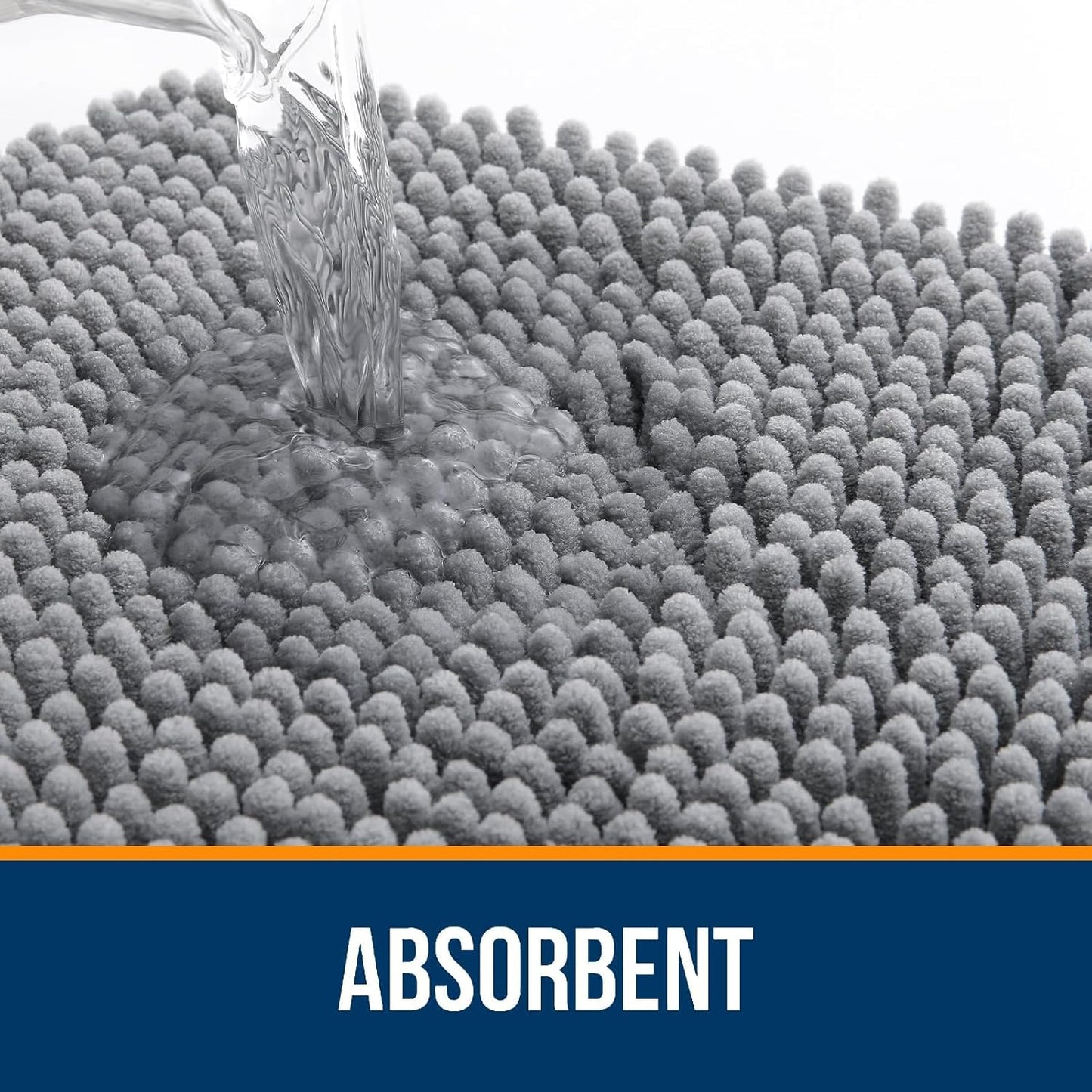 OLANLY U-Shaped Toilet Rug - Extra Soft Chenille, Quick-Dry, Non-Slip Bath Mat | 20x20, Grey