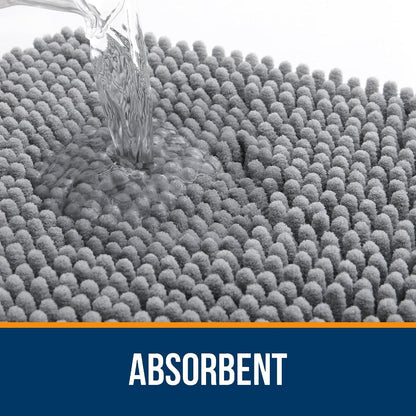 OLANLY U-Shaped Toilet Rug - Extra Soft Chenille, Quick-Dry, Non-Slip Bath Mat | 20x20, Grey