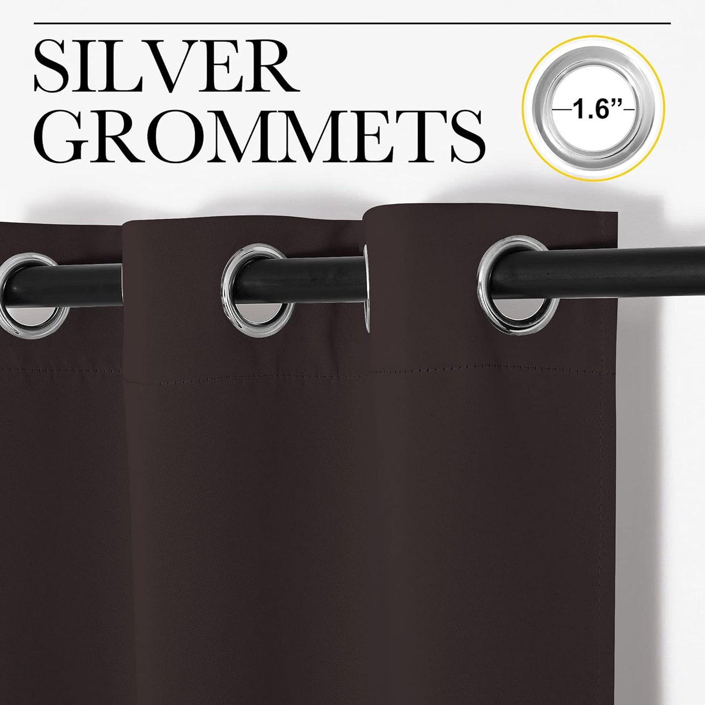 NICETOWN Blackout Curtains - Triple Weave Thermal Insulated Grommet Panels | 42"x63", Toffee Brown