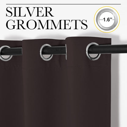 NICETOWN Blackout Curtains - Triple Weave Thermal Insulated Grommet Panels | 42"x63", Toffee Brown
