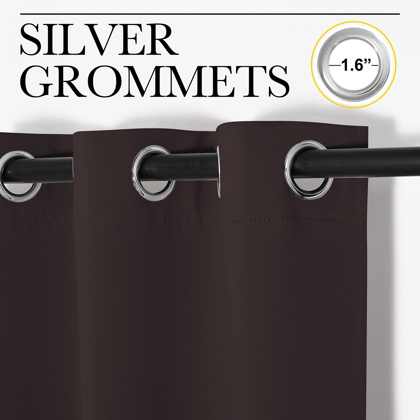 NICETOWN Blackout Curtain Panels for Bedroom Window, Triple Weave Microfiber Energy Saving Thermal Insulated Solid Grommet Blackout Draperies and Drapes(One Pair, 34 inches by 72 inches, Toffee Brown)