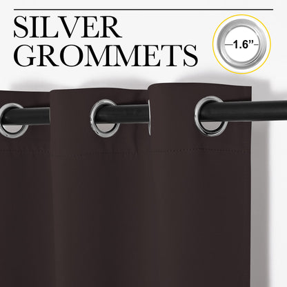 NICETOWN Blackout Curtain Panels for Bedroom Window, Triple Weave Microfiber Energy Saving Thermal Insulated Solid Grommet Blackout Draperies and Drapes(One Pair, 34 inches by 72 inches, Toffee Brown)