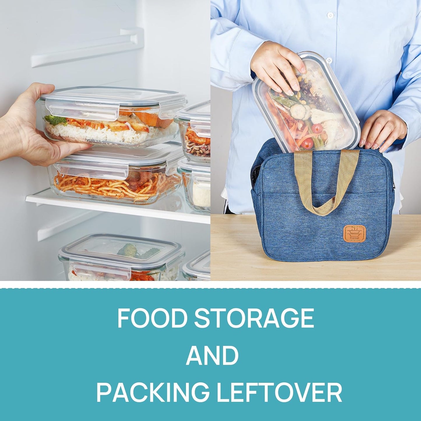 Vtopmart 35oz Glass Food Storage Containers - Airtight Meal Prep Set | 5 Pack, Safe for Oven & Microwave, Grey