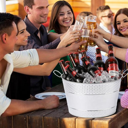 2pcs 7 Gallon Galvanized Tub, Large Ice Bucket for Parties, Mimosa Bars with Carry Handles, Galvanized Buckets for Champagne, Cocktails, Beer, Wine, and Other Drinks