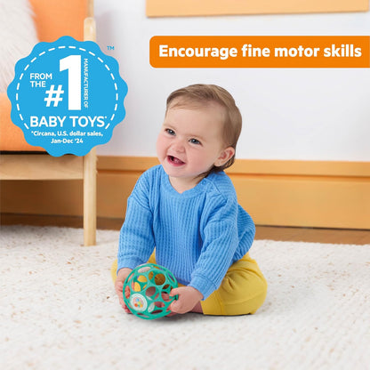 Bright Starts Oball Rattle - Easy-Grasp BPA-Free Infant Toy in Teal | 4 Inches, Newborn+