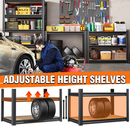 Regine Switzerland 5-Tier Garage Shelving Unit - Adjustable Heavy Duty Metal Storage Rack, 71"H x 28"W x 12"D