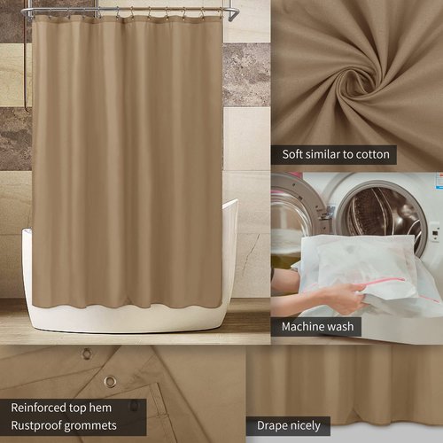 ALYVIA SPRING Stall Fabric Shower Curtain Liner Waterproof - Soft & Lightweight Small Shower Curtain with Magnets for Narrow Stall Size, Machine Washable - 36x72, Coffee