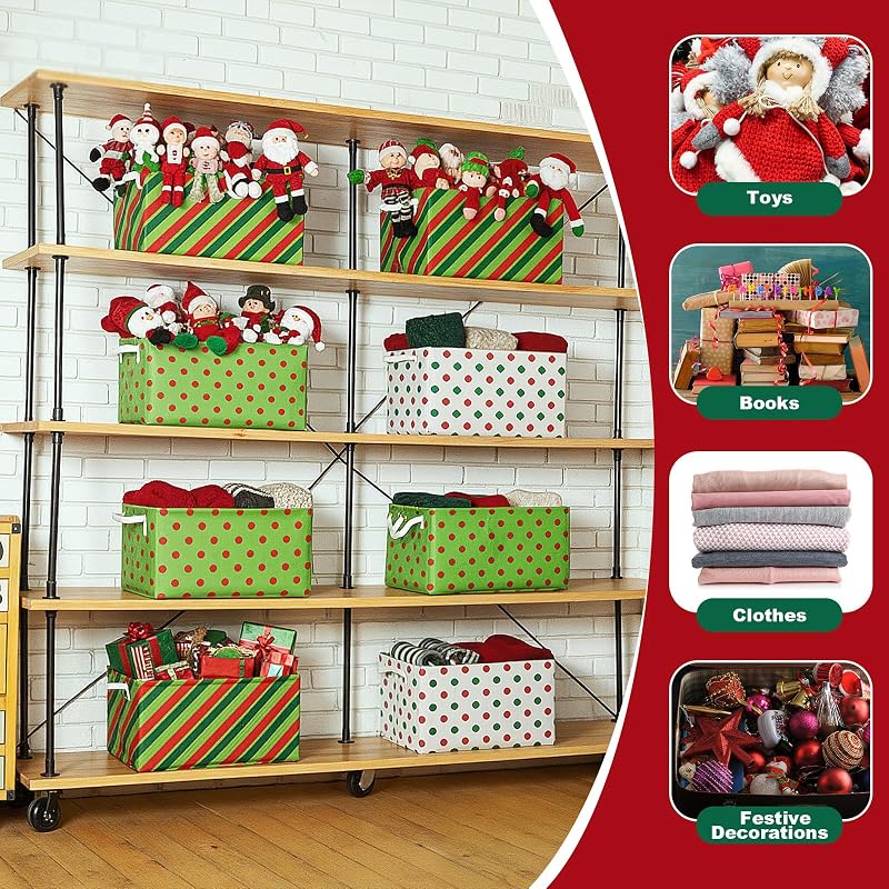 6 Pack Large Christmas Storage Baskets - Classic (Variation: Classic)