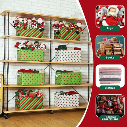 6 Pack Large Christmas Storage Baskets - Classic (Variation: Classic)