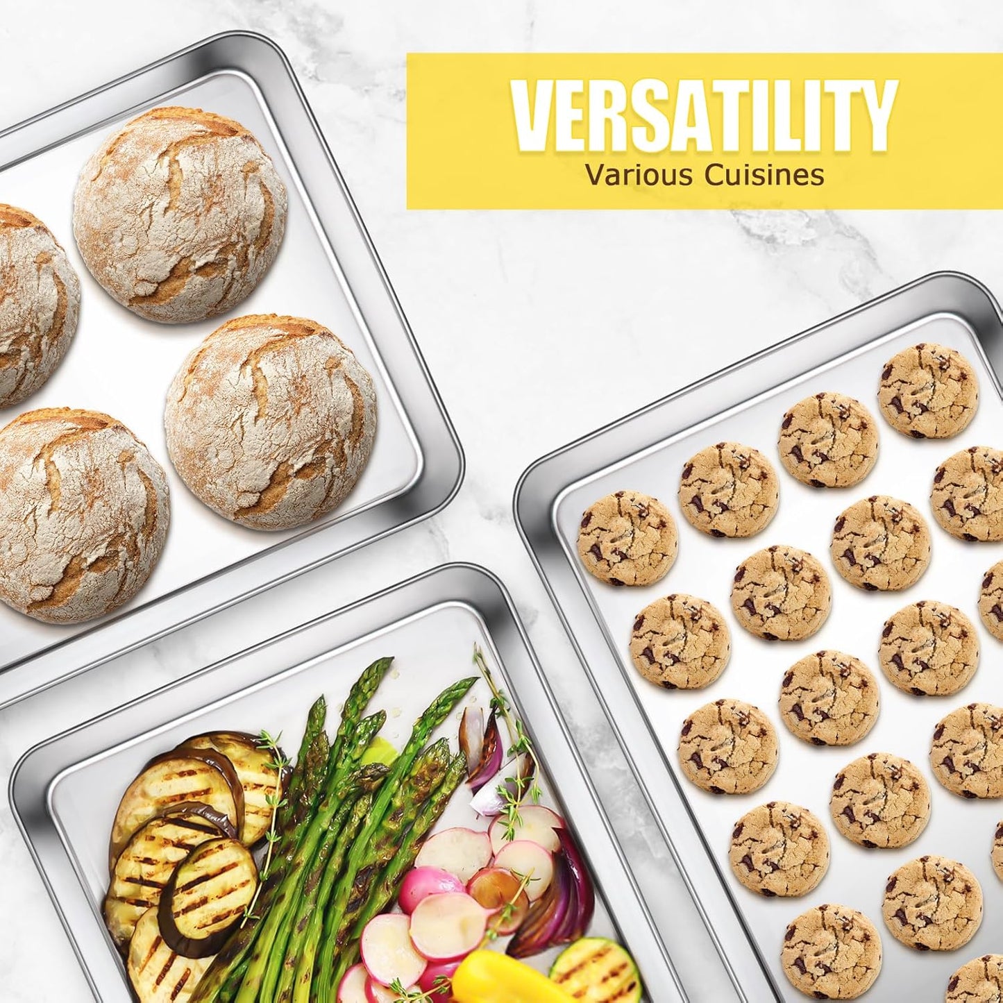 Terlulu Stainless Steel Baking Sheet Set - Nonstick Cookie & Half Sheet Pan, 2-Piece 17.3'' x 12.3''