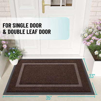 OLANLY Indoor Outdoor Front Door Mat - Waterproof All-Season Doormat | Sturdy Natural Rubber, 35x23, Dark Brown